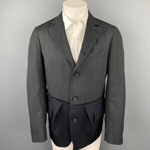 WOOSTER + LARDINI Size 40 Charcoal & Navy Mixed Fabrics Wool Sport Coat